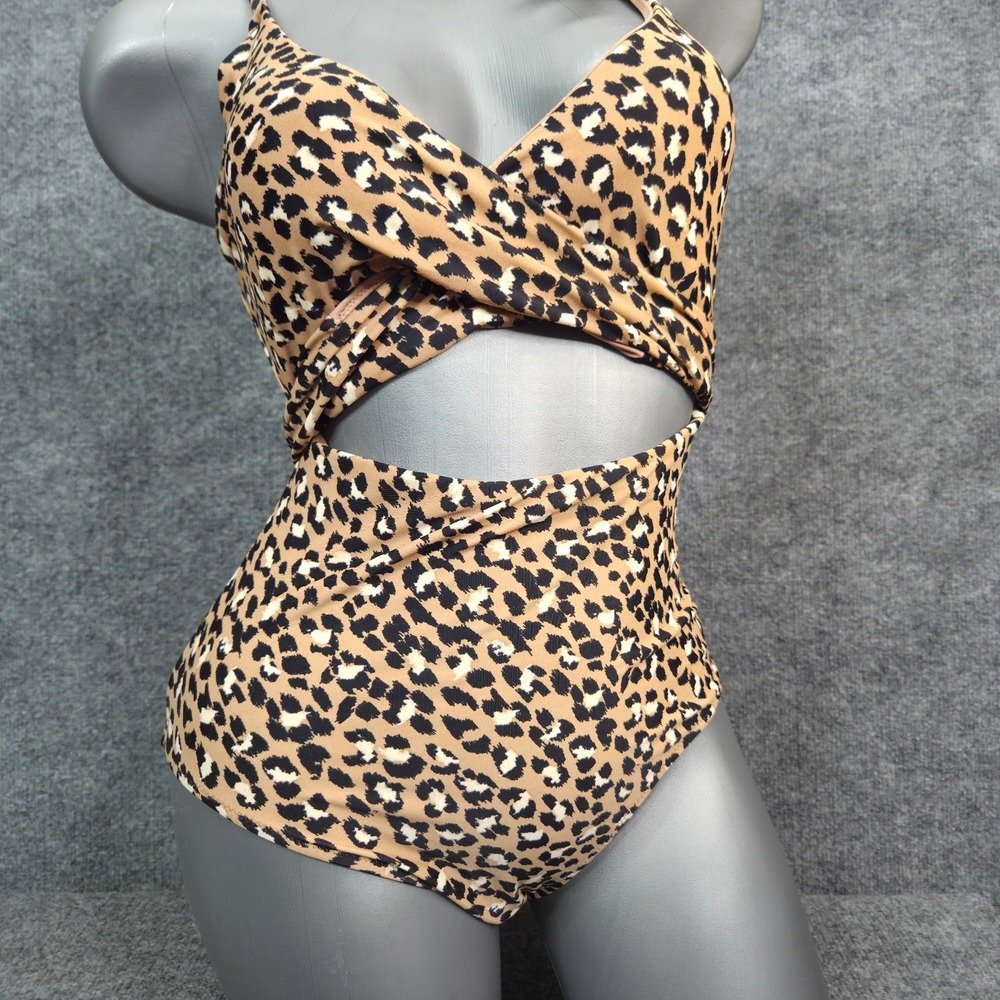 Aerie Leopard Full Coverage One Piece Swimsuit Small NEW